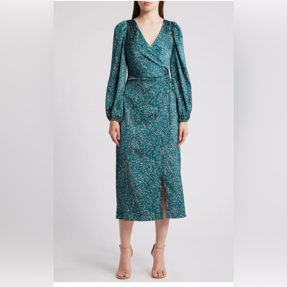 Mila Mae Floral Patterned Satin Dress Size XL